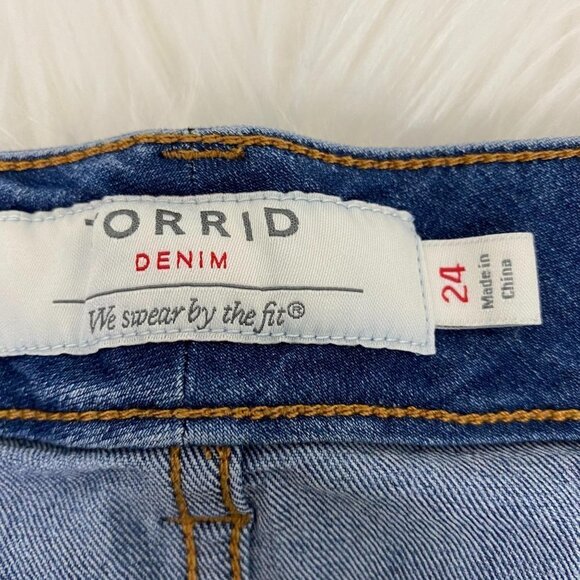 Torrid Plus 24 Denim Jean Skirt Black Side Stripes - Picture 3 of 7